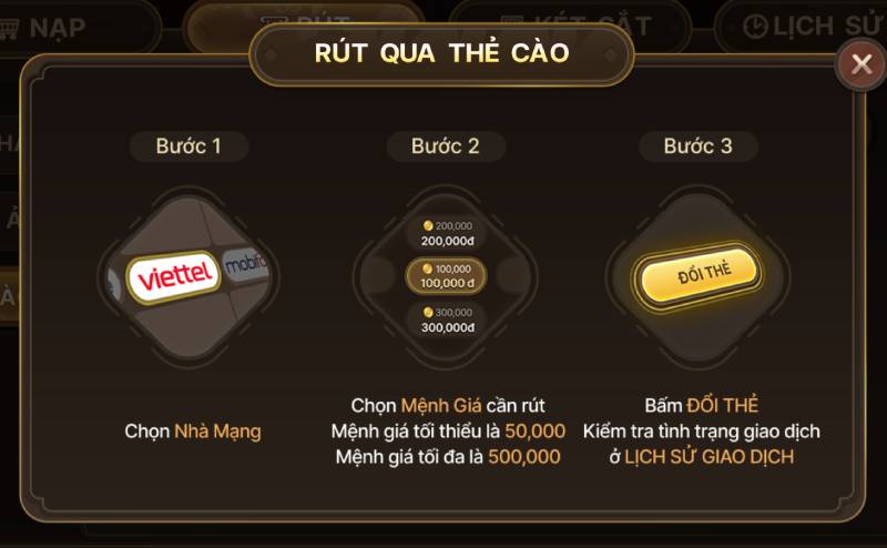 Rút tiền qua thẻ cào