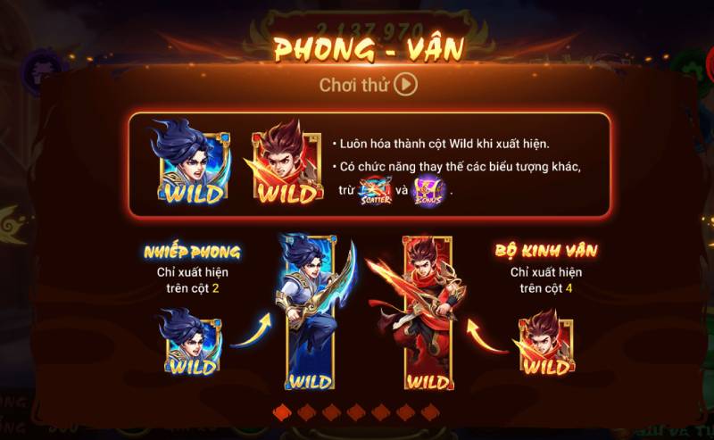 Wild Phong Vân – Tính năng thay thế biểu tượng